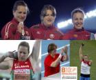 Nadezhda Ostapchuk kampioen kogelstoten, en Anna Natallia Michnevitsj Avdeev (2e en 3e) van het Europees Kampioenschap Atletiek 2010 in Barcelona