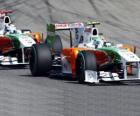 Vitantonio Liuzzi en Adrian Sutil - Force India - Monza 2010