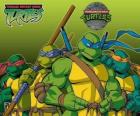 De vier Ninja Turtles: Leonardo, Michelangelo, Donatello en Raphael. Teenage Mutant Ninja Turtles of TMNT
