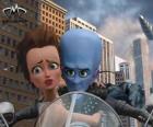 Megamind en Roxanne op de motor