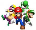 Wario, Mario, Yoshi en Luigi