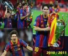 Leo Messi het vieren van de Champions League 2010-2011