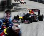 Sebastian Vettel viert zijn overwinning in de Grand Prix van Monaco (2011)