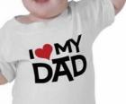 Baby met een shirt dat zegt dat ik hou van mijn vader