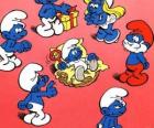 Verschillende Smurfen, door de Baby Smurf