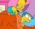 Homer en Marge in bed