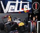Sebastian Vettel, F1 World Champion 2011 met Red Bull Racing, is de jongste wereldkampioen
