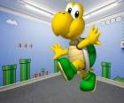Koopa Troopa, tweevoetig schildpadden zijn vijanden in de Mario-spellen