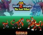 Cerberus, laatste evolutie. Invizimals The Lost Tribes. Angstaanjagende en verschrikkelijke driekoppige hond