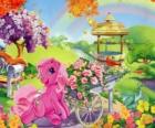 My little pony omgeven door bloemen