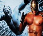 Professioneel worstelaar die met een masker klaar voor de strijd, professioneel worstelen is een sport show