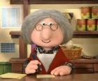 Mevrouw Goggins de postkantoorhoudster van het dorp Greendale