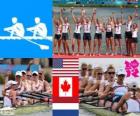 Roeifiets vrouw-met-stuurman acht podium, Verenigde Staten, Canada en Nederland - Londen 2012 -