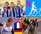 Podium track mannen teamsprint, Verenigd Koninkrijk, Frankrijk en Duitsland - Londen 2012 - fietsen