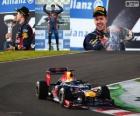 Sebastian Vettel viert de overwinning in de Grand Prix van Japan 2012