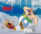 Asterix en Obelix met de hond Idéfix