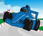 Blauwe F1 racewagen