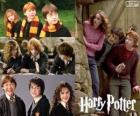 Harry Potter en zijn vrienden Ron en Hermelien