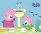 Peppa varken en George varken wassen tanden