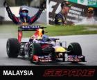 Sebastian Vettel viert zijn overwinning in de Grand Prix van Maleisië 2013