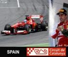 Fernando Alonso viert zijn overwinning in de Grand Prix van Spanje 2013