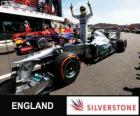 Nico Rosberg viert zijn overwinning in de Grand Prix van Groot-Brittannië 2013
