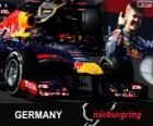 Sebastian Vettel viert zijn overwinning in de Grand Prix Duitsland 2013