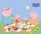 Peppa Pig en haar familie maken een picknick
