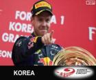 Sebastian Vettel viert zijn overwinning in de Grand Prix van Korea 2013