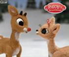 Twee jonge rendieren Rudolph en Fireball