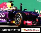 Sebastian Vettel viert zijn overwinning in de Grand Prix van Verenigde Staten 2013