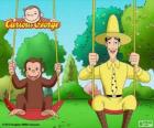 George de aap met zijn vriend Ted, de man in de gele hoed