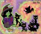 Witch met hun zwarte katten