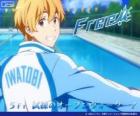 Nagisa met de trainingspak van Iwatobi zwemmen club