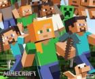 Verschillende personages uit Minecraft