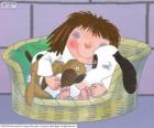 The Little Princess slapen met zijn hond Nekvel haar teddybeer