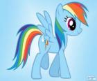 Rainbow Dash, een pegasus pony met de staart van de regenboog
