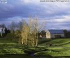 Landschap met een boerderij schuur