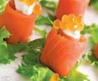 Canapé met zalm en kaas