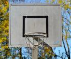 Basketbal mand, gevormd door de hoepel, het net en de boord