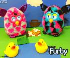 Twee Furbys in een picknick in het park