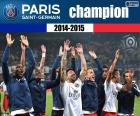 Paris Saint Germain, PSG, kampioen van de Ligue 1 2014-2015, de Franse voetbalcompetitie