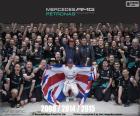 Lewis Hamilton, wereldkampioen 2015 Formule1 met Mercedes. Zijn derde titel 2008, 2014 en 2015