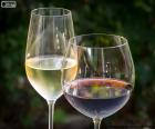 Glas van witte en rode wijn