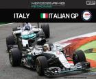 Lewis Hamilton, derde in de grote prijs van Italië 2016 met zijn Mercedes