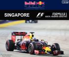 De Australische coureur Daniel Ricciardo, tweede in de Grand Prix van 2016 Singapore met zijn Red Bull