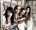 Vier zombies Halloween