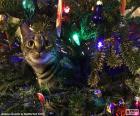 Kat en kerstboom