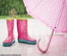 Laarzen en paraplu roze