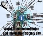 Wereld telecommunicatie en informatie samenleving, op dag 17 mei. Om de digitale kloof in de toegang tot informatie- en communicatietechnologieën in de wereld